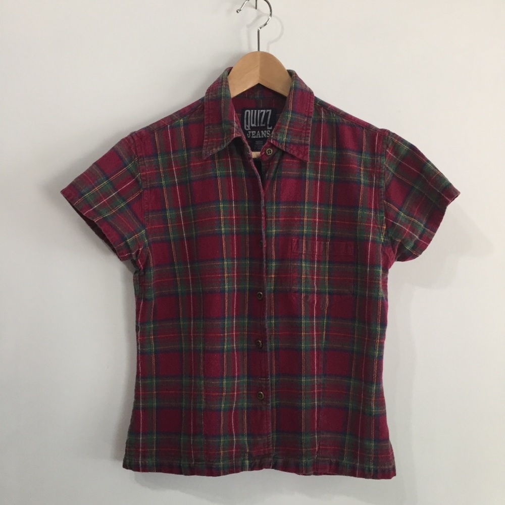 Vintage 90s Quizz Guess Jeans Fitted Plaid Shirt